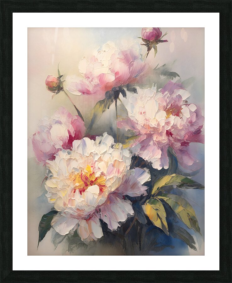 Painting Peonies Picture Frame print
