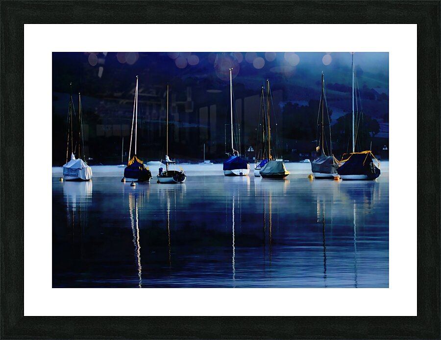 Sailboats and Mooring Buoys at Dusk Picture Frame print
