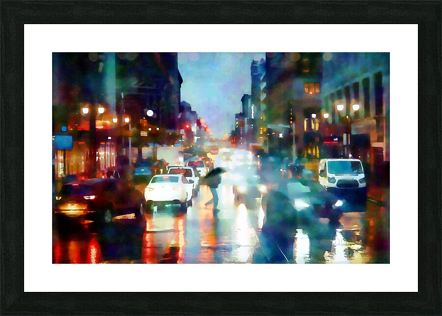 Reflections of New York CIty Streets In The Rain Picture Frame print