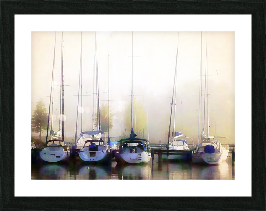 Foggy Marina Morning Picture Frame print