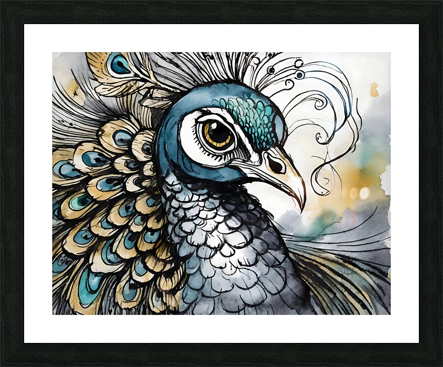 Preening Peacock Picture Frame print