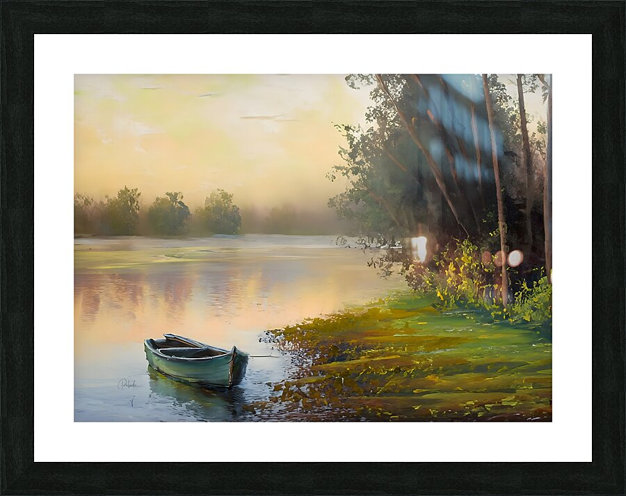 The Boat Along The Bank Picture Frame print