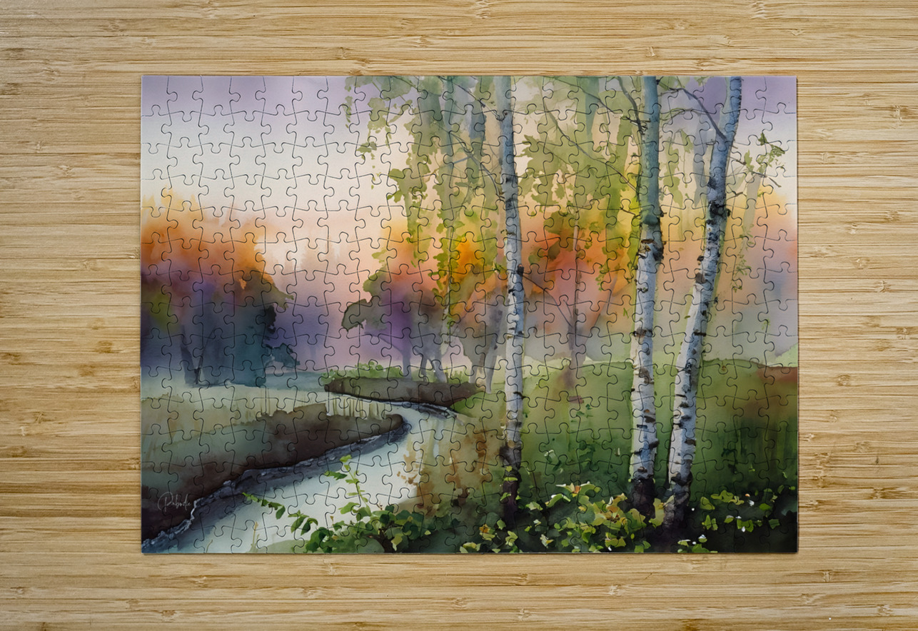 Birch Creek Watercolor Pabodie Art Puzzle printing