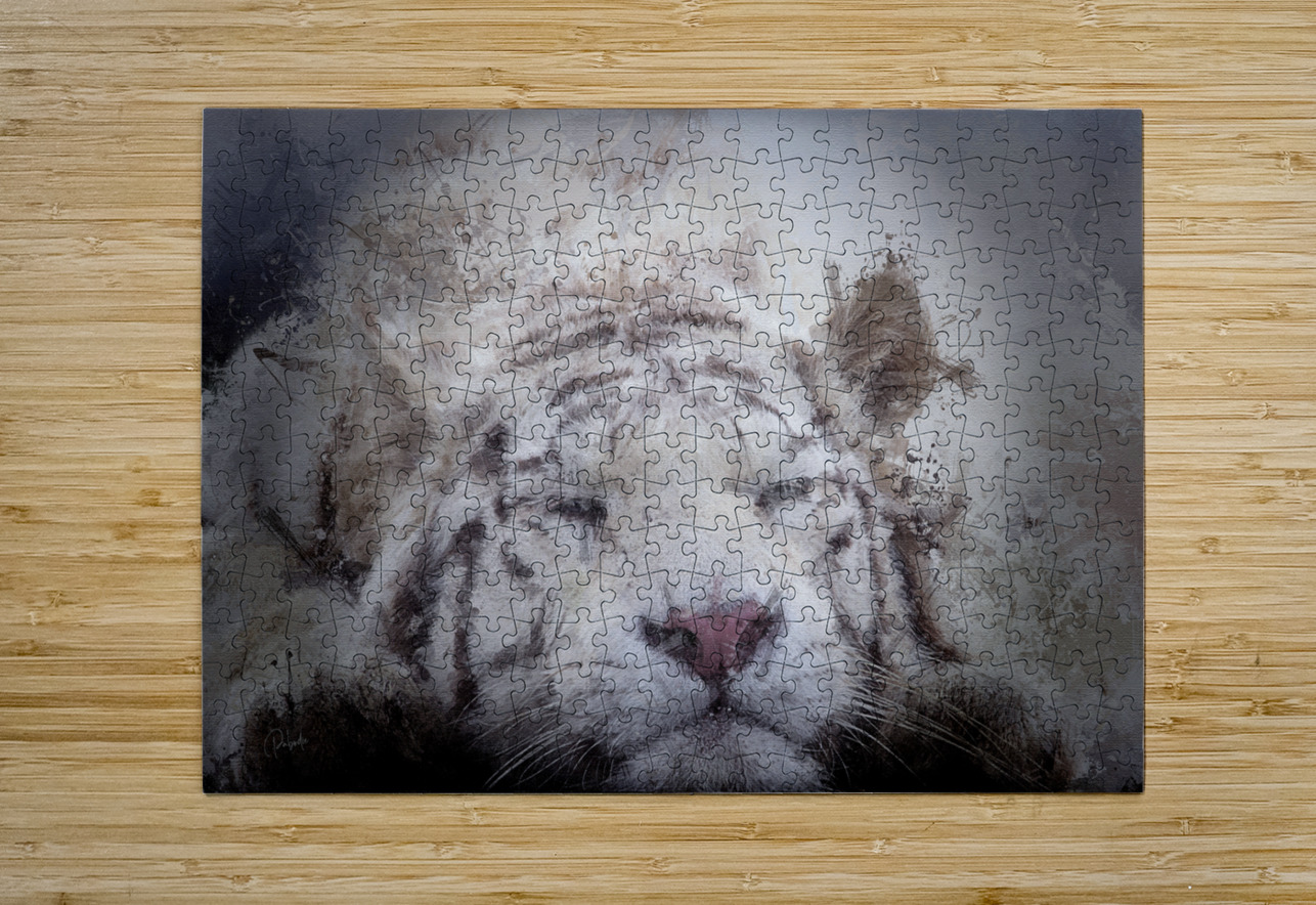 Sleepy White Tiger Pabodie Art Puzzle printing
