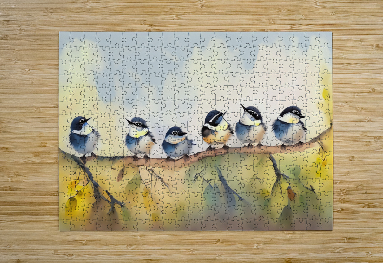 Baby Chickadees on a Branch Pabodie Art Puzzle printing
