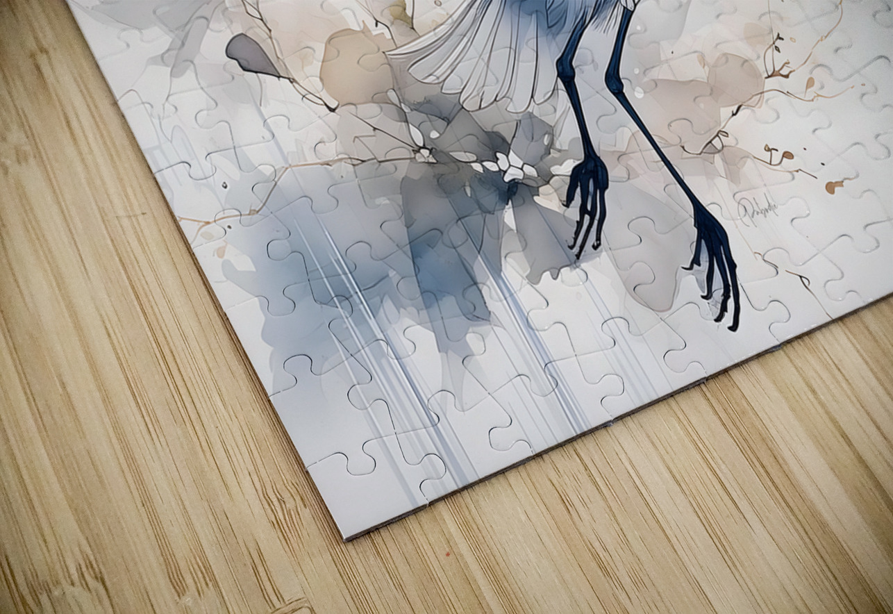 Egret In Flight Ink Wash Pabodie Art Puzzle