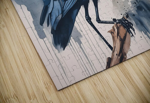 Great Blue Heron Ink Wash Pabodie Art puzzle