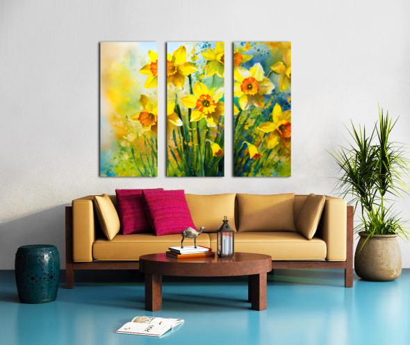 Bright Daffodills Split Canvas print