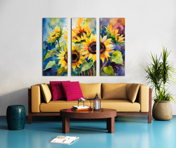 Sunflowers and Colors Split Canvas print