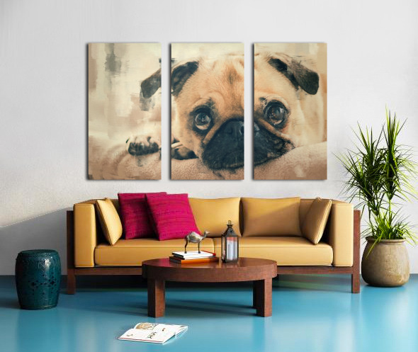 Pug Puppy Portrait Split Canvas print