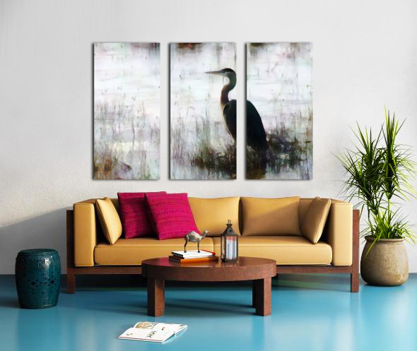 Great Blue Heron In The Shallows Split Canvas print