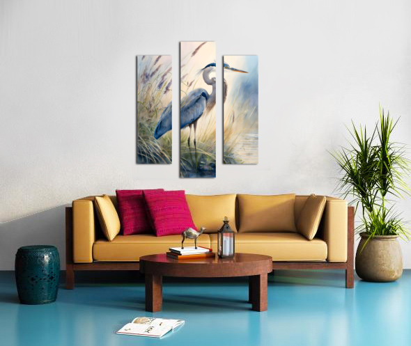 Blue Heron In The Seagrasses Canvas print