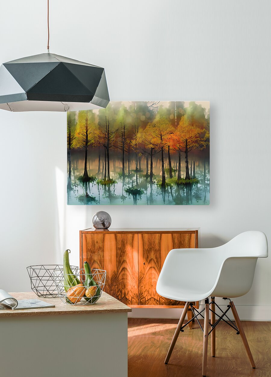 Cypress Trees in the Swamp II  HD Metal print with Floating Frame on Back
