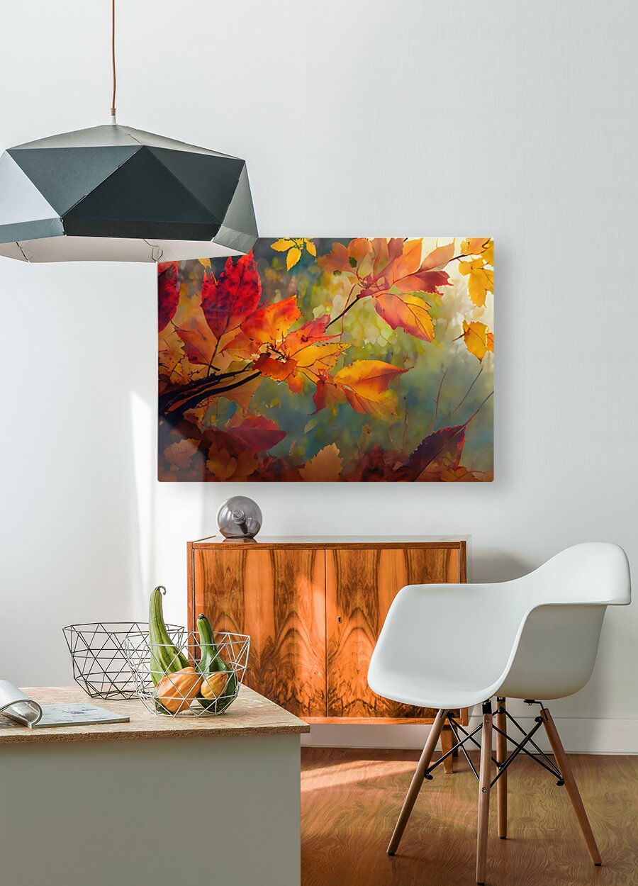 Fall Leaves in the Mist II  HD Metal print with Floating Frame on Back