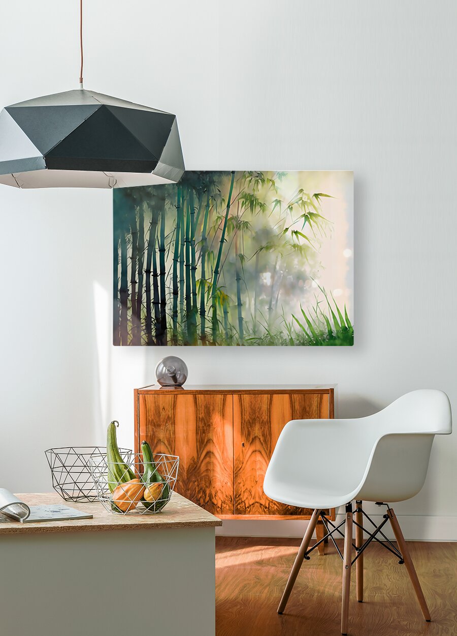 Bamboo Trees in the Fog  HD Metal print with Floating Frame on Back
