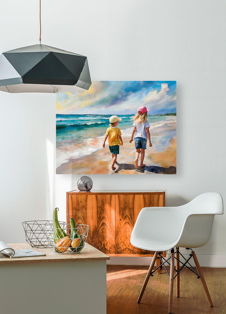 Sisters on the Beach  HD Metal print with Floating Frame on Back