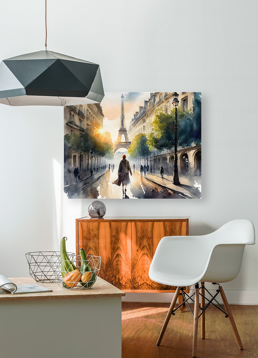 Walking The Streets of Paris  HD Metal print with Floating Frame on Back