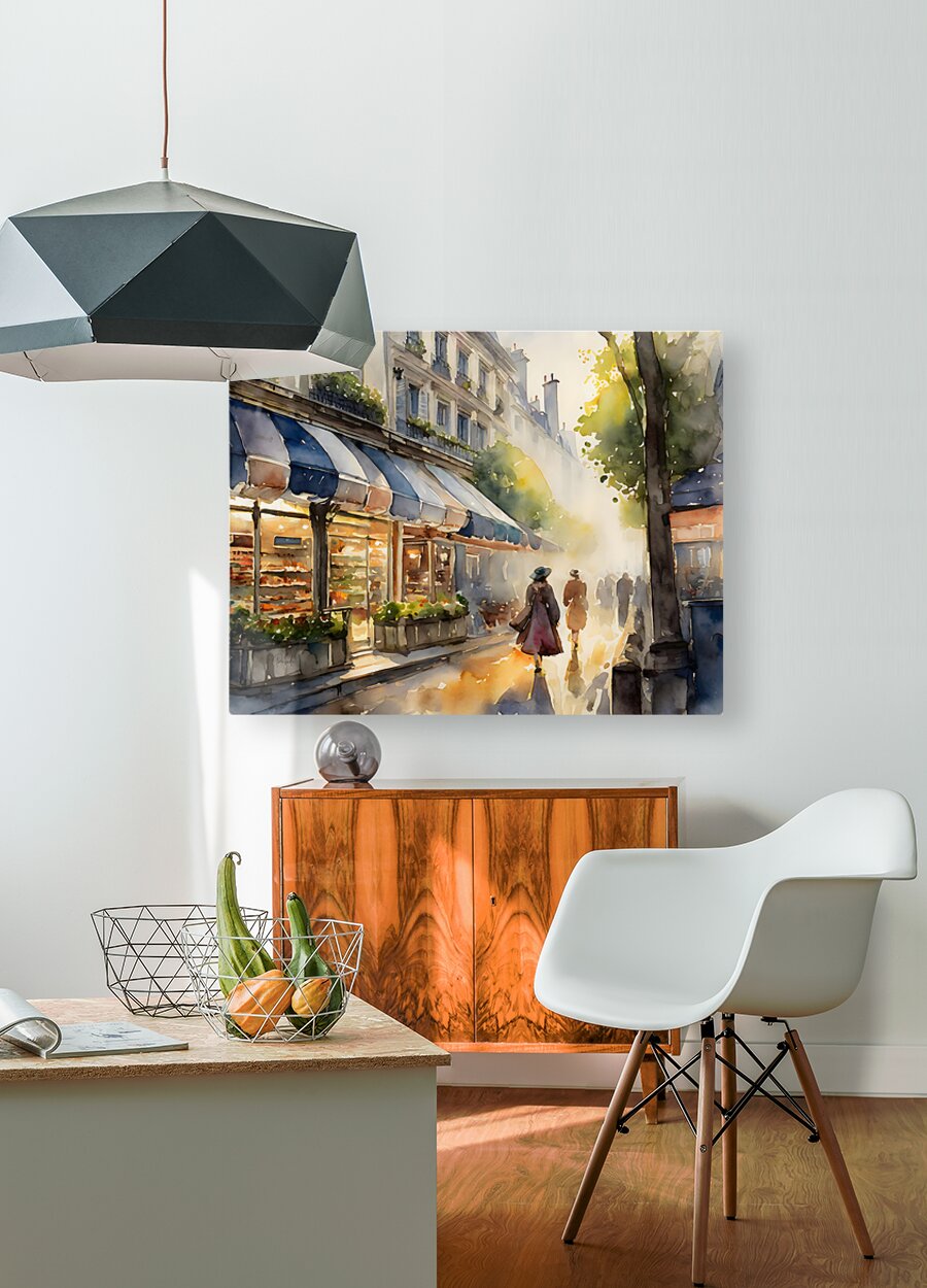 Street Shops in Paris  HD Metal print with Floating Frame on Back