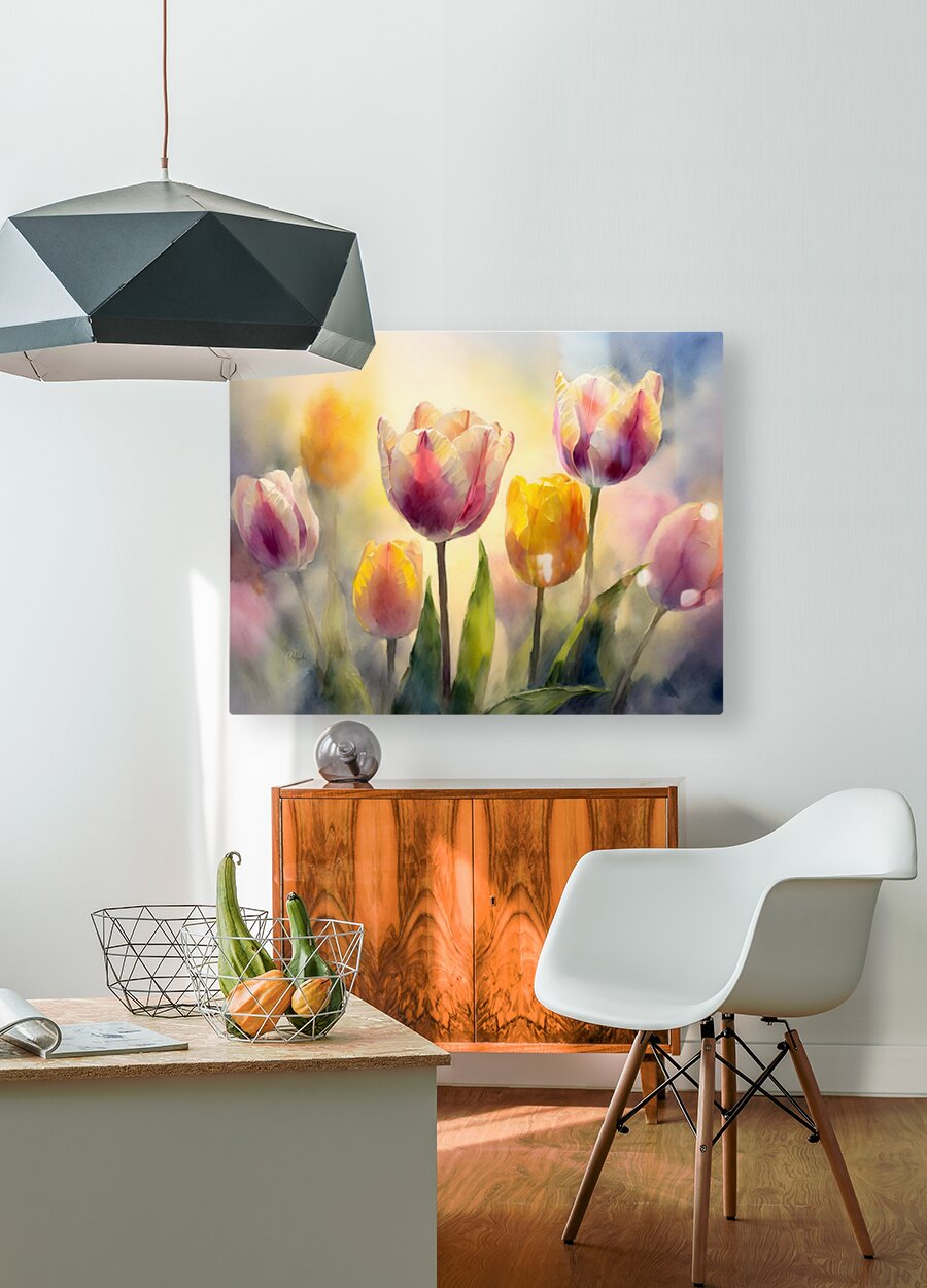 Luminous Tulips  HD Metal print with Floating Frame on Back