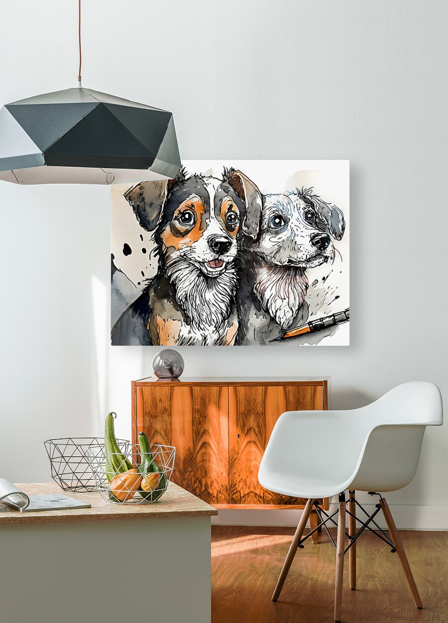 Puppy Pals  HD Metal print with Floating Frame on Back