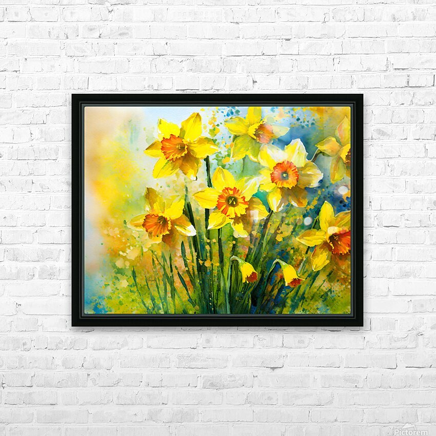Bright Daffodills HD Sublimation Metal print with Decorating Float Frame (BOX)