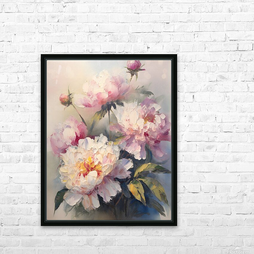Painting Peonies HD Sublimation Metal print with Decorating Float Frame (BOX)