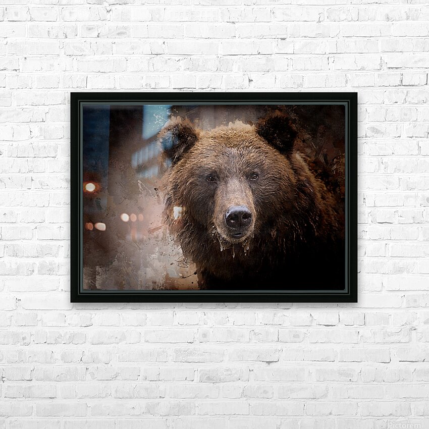 North American Brown Bear HD Sublimation Metal print with Decorating Float Frame (BOX)