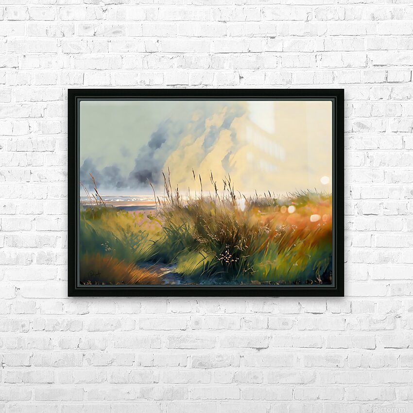 Beach Grasses Watercolor HD Sublimation Metal print with Decorating Float Frame (BOX)
