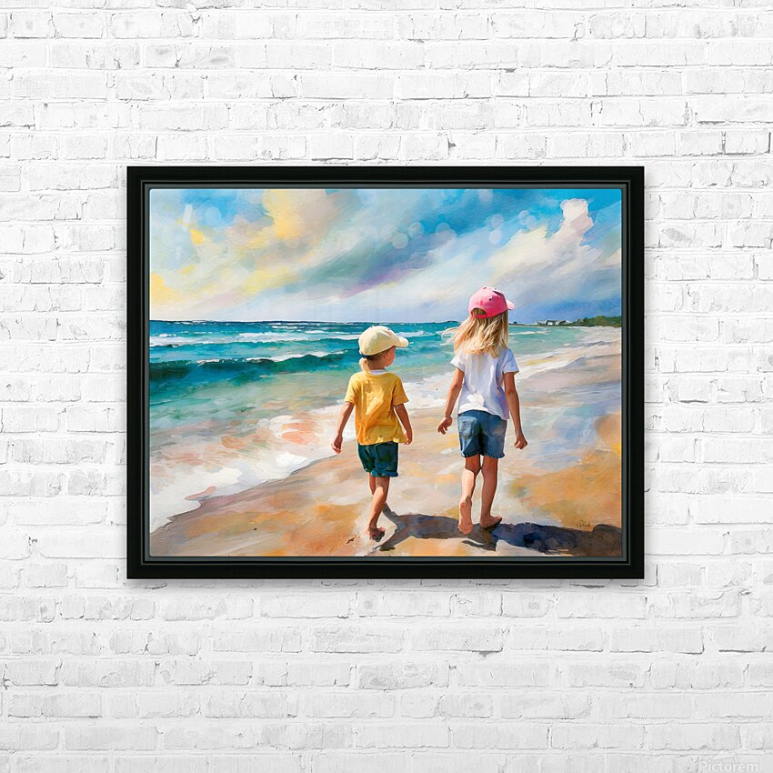 Sisters on the Beach HD Sublimation Metal print with Decorating Float Frame (BOX)
