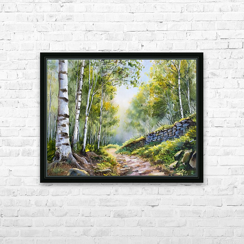 Path Through The Birches HD Sublimation Metal print with Decorating Float Frame (BOX)