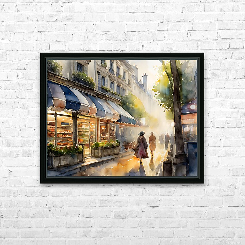 Street Shops in Paris HD Sublimation Metal print with Decorating Float Frame (BOX)