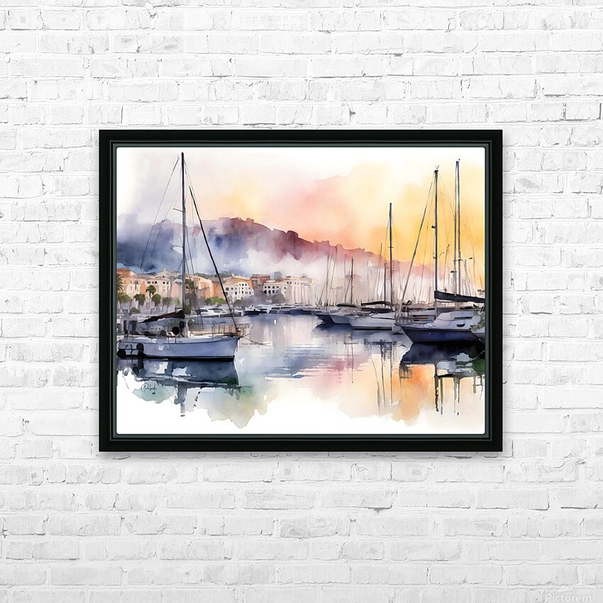 Cannes Old Port HD Sublimation Metal print with Decorating Float Frame (BOX)