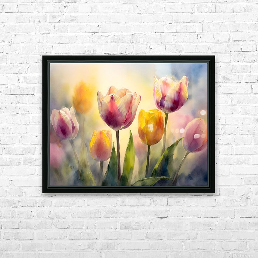 Luminous Tulips HD Sublimation Metal print with Decorating Float Frame (BOX)