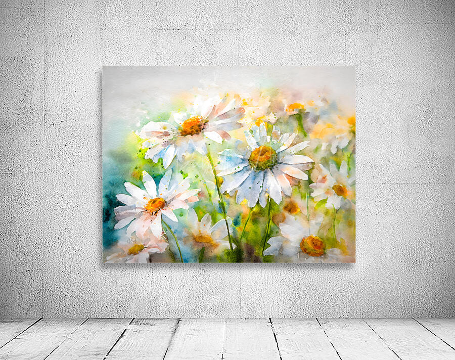 Watercolor Daisies Wall Preview