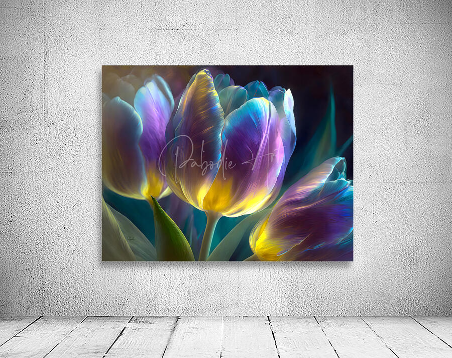 Golden Lit Tulips Wall Preview