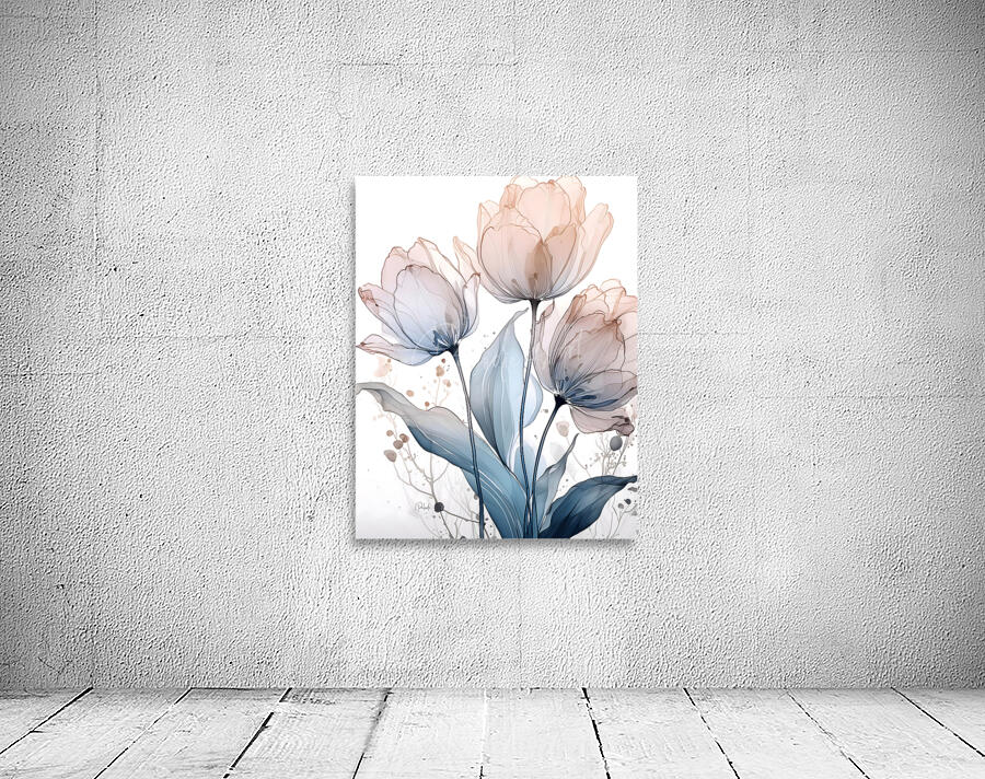 Tulips Ink Wash Wall Preview