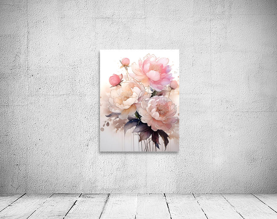 Peonies Ink Wash II Wall Preview
