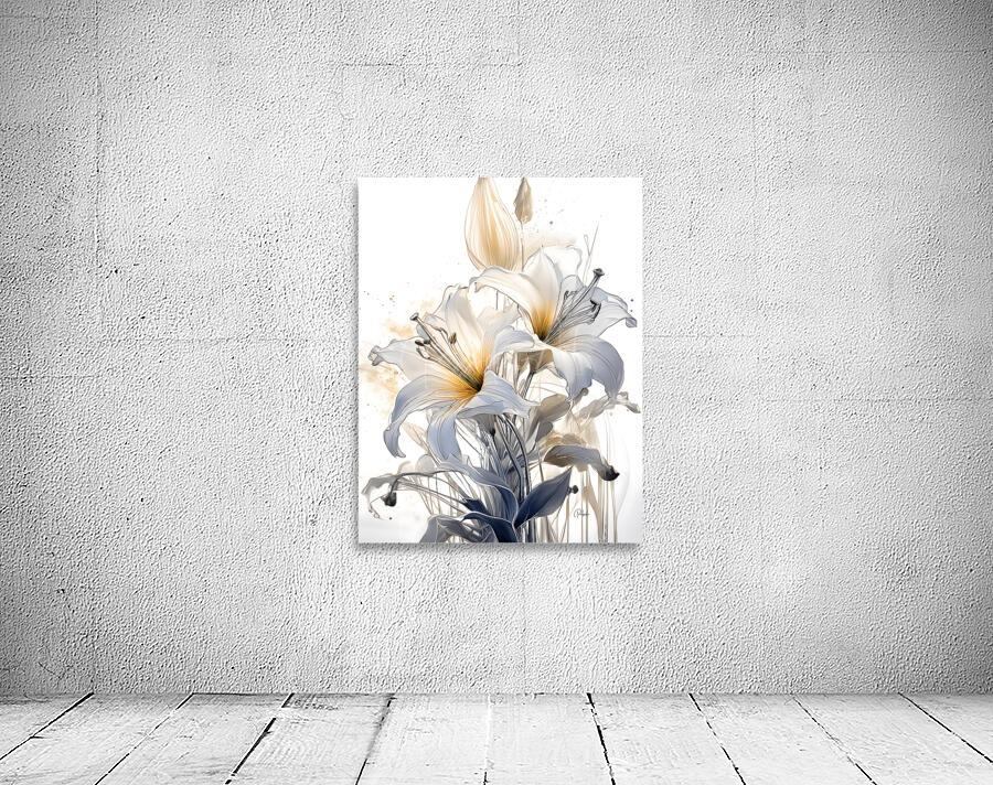 Lillies Ink Wash Wall Preview