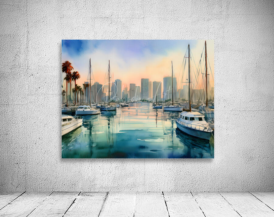 San Diego Bay Watercolor Wall Preview