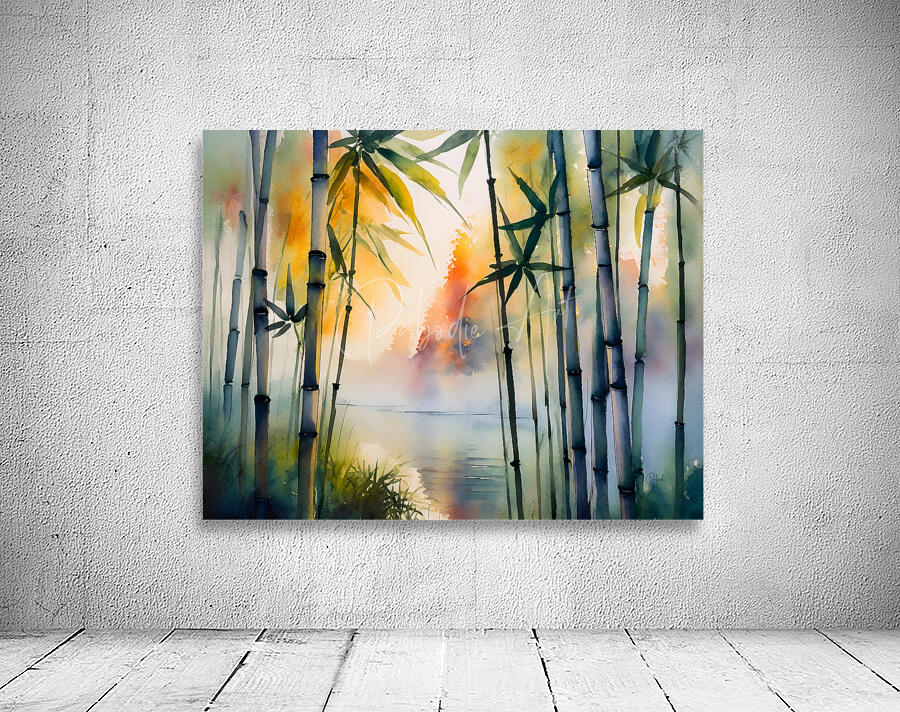 Bamboo Trees Watercolor Wall Preview