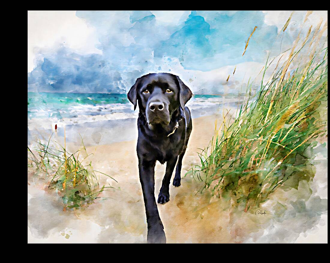 Black Lab Living His Best Life Reproduction