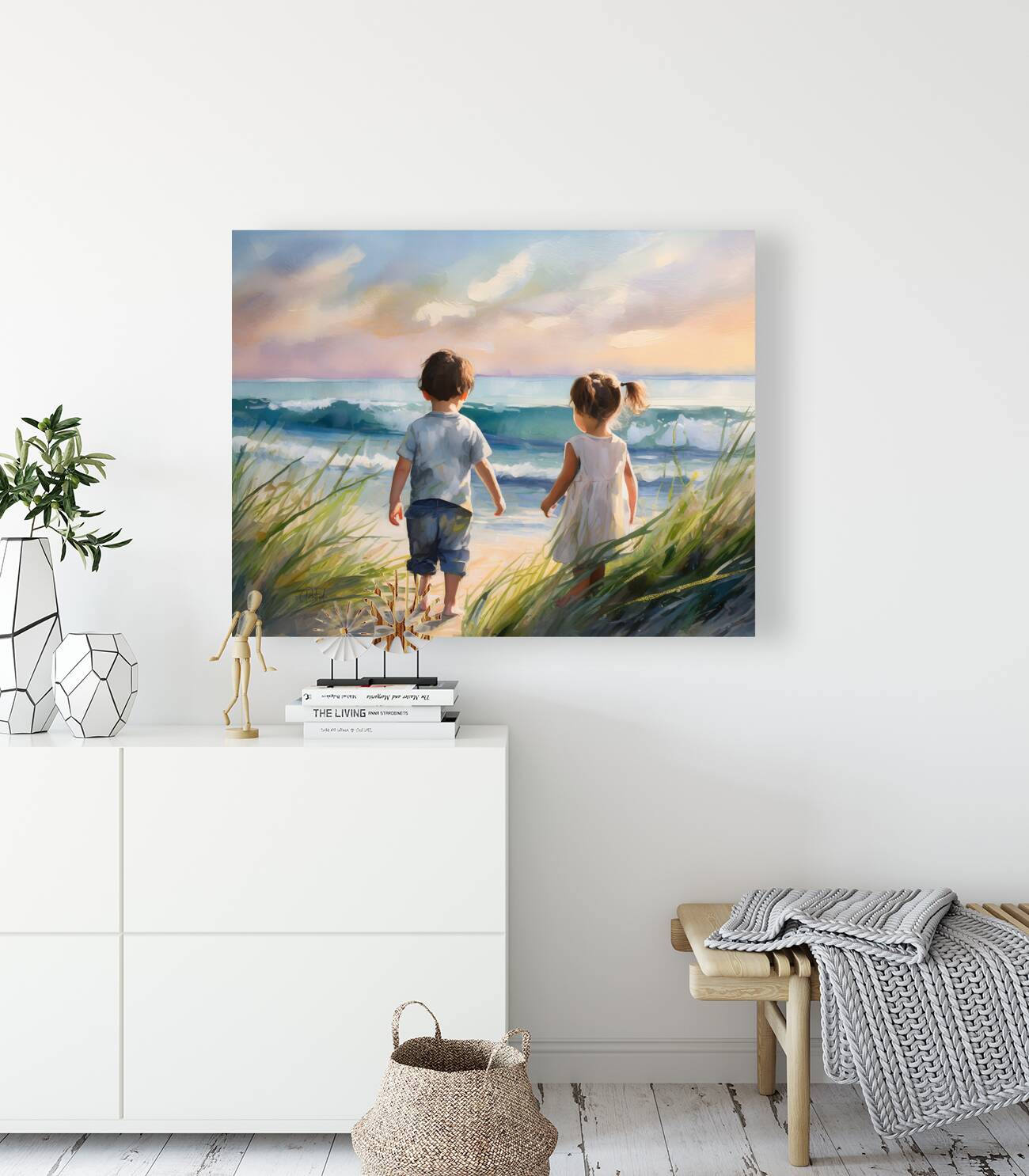 Toddlers Discovering The Beach Reproduction