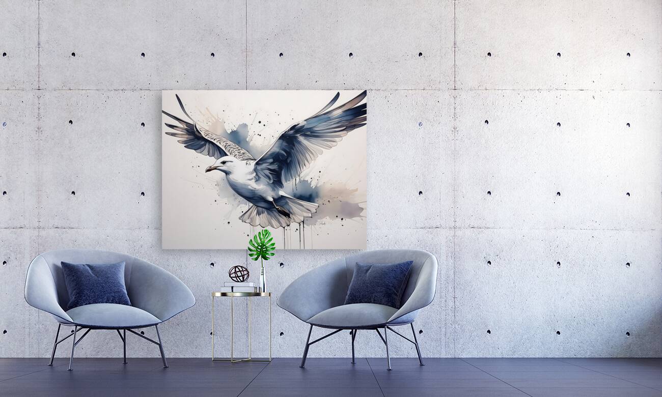 Sea Gull Ink Wash Reproduction