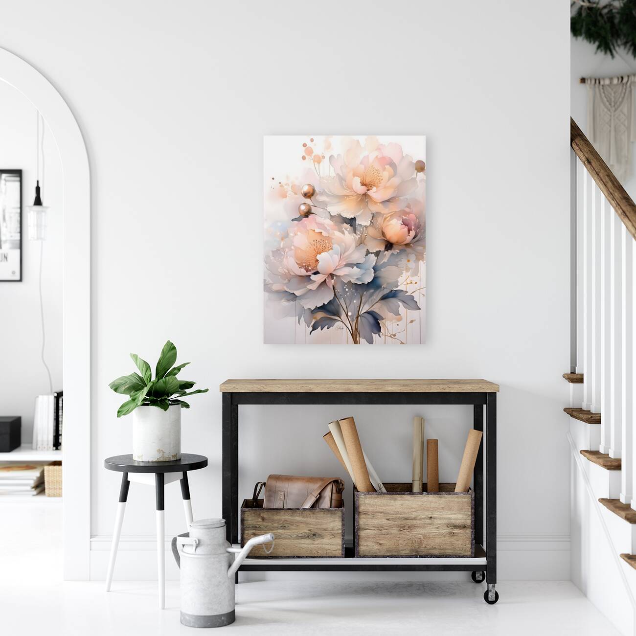 Peonies Ink Wash I Reproduction