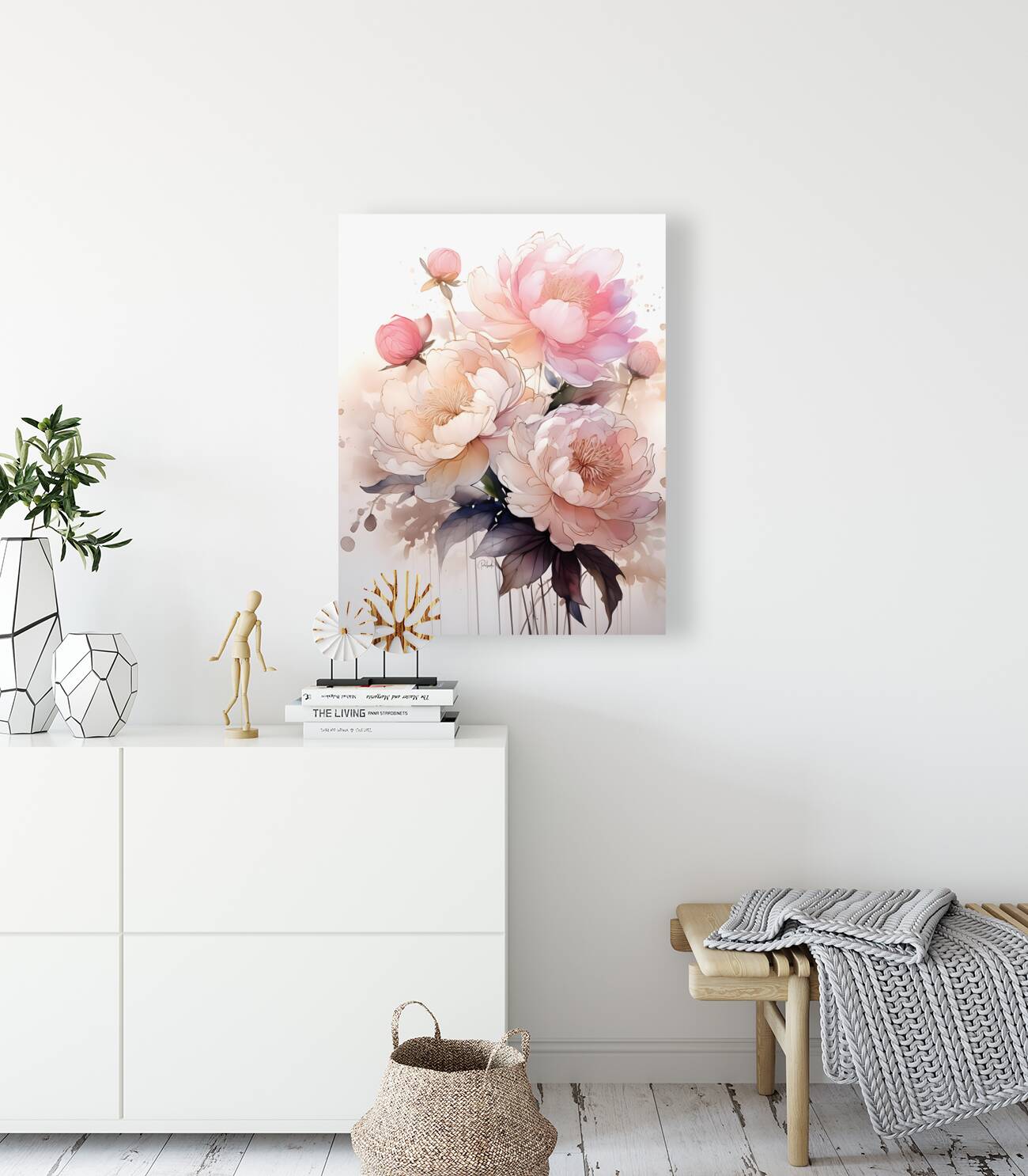 Peonies Ink Wash II Reproduction