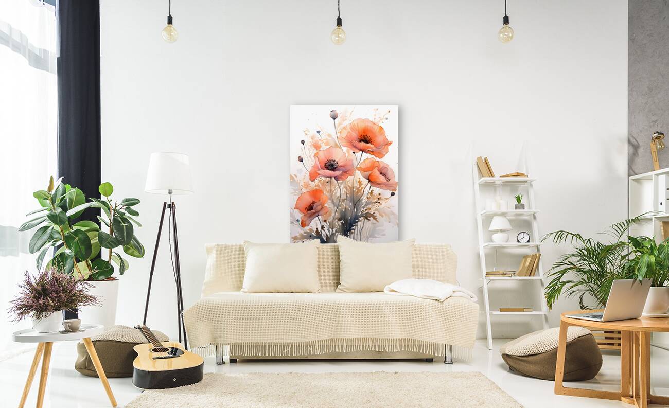 Poppies Ink Wash Reproduction