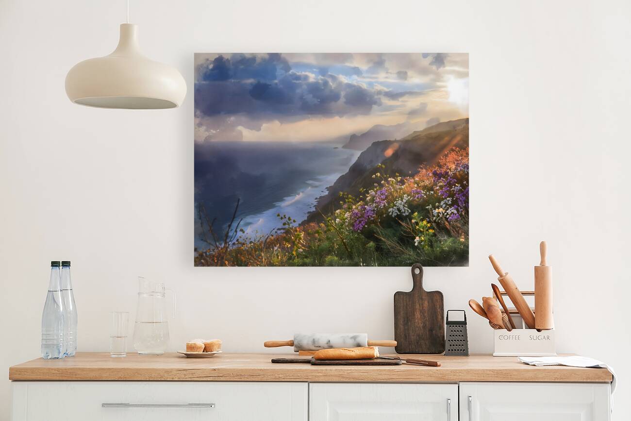 Wildflowers Above the Sea Reproduction