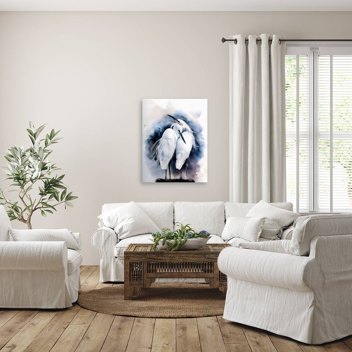 Egret Love Inkwash Reproduction