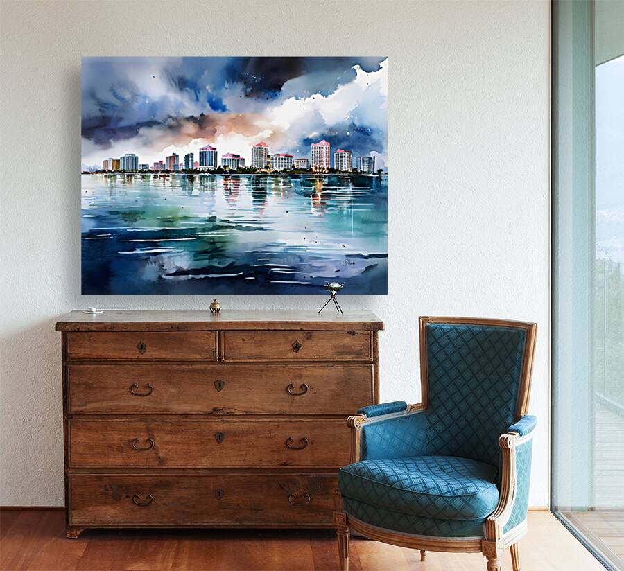 Sarasota Skyline Watercolor Reproduction