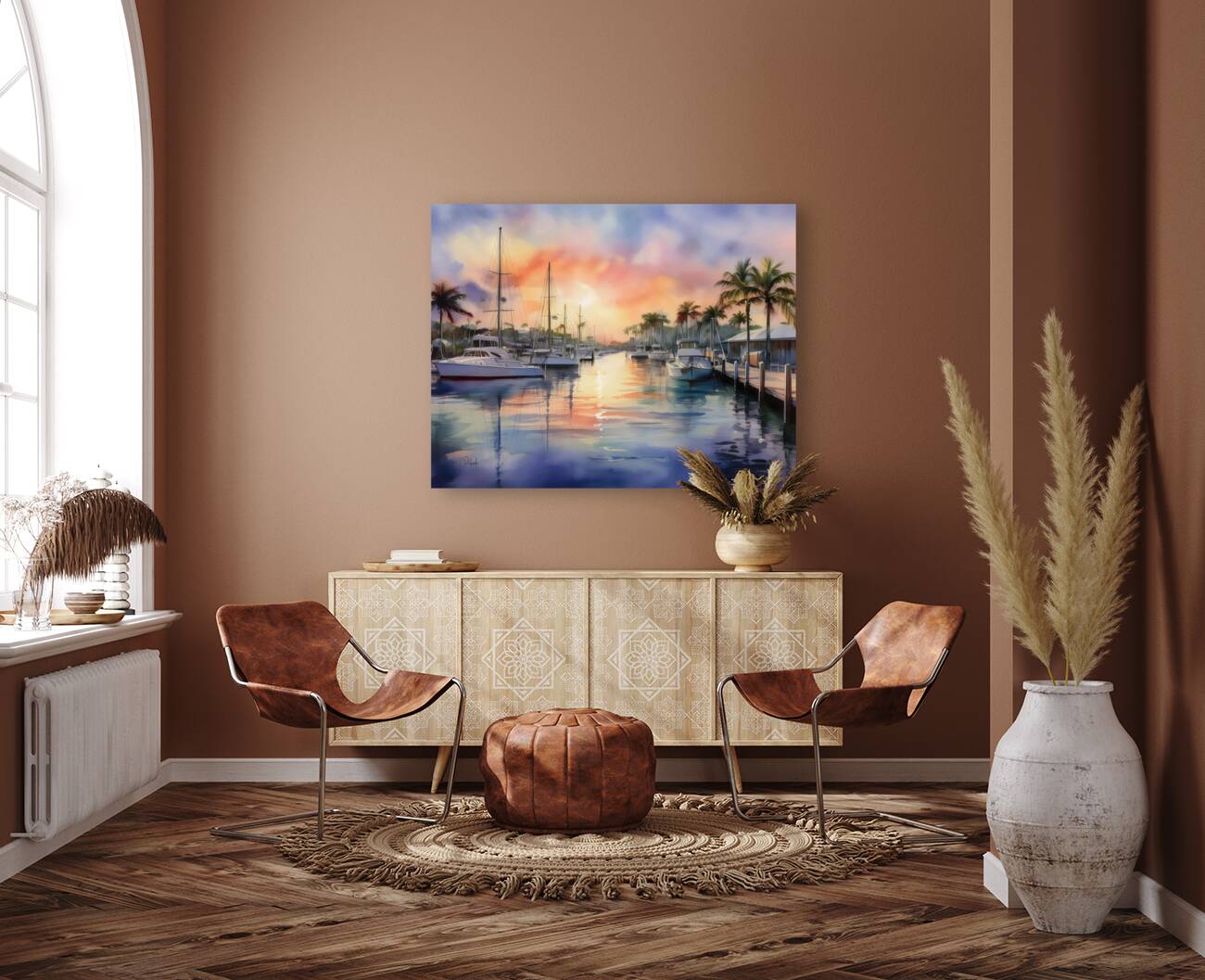 Sunset Along The Canal Reproduction